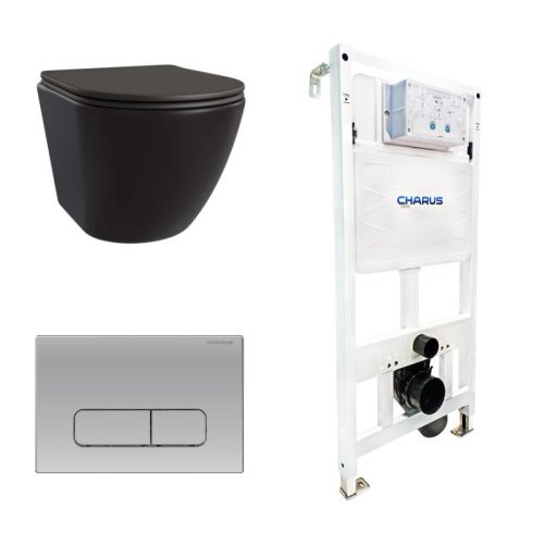 Сет унитаз + инсталляция + кнопка CC.300.80.01+FP.320.46.01+AM25010 Nero