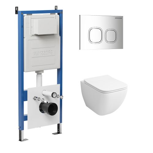 Инсталляция + кнопка смыва + унитаз Grossman Cosmo 97.4447S.02.100
