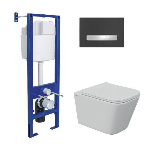 Комплект унитаз с инталляцией и клавишей смыва Berges АТОМ Line 043366