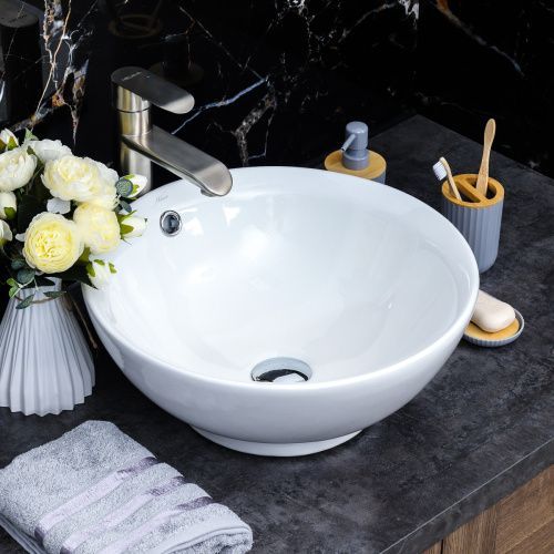 Раковина из сантехнического фарфора Melana 320302-805 40х40 накладная цвет белый без отверстий под смеситель