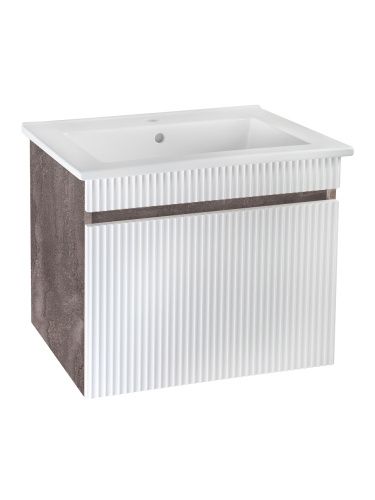 Тумба под раковину Runo Модена 00-00001424 60х50 подвесная цвет белый/серый