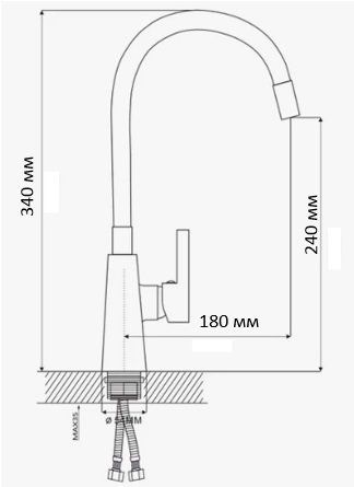 Смеситель для кухни D-Lin D155302-6 на мойку хром/синий - фото 2
