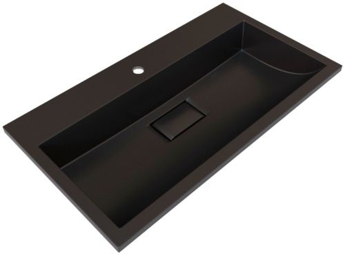 Раковина из искусственного камня Stella Polar Арта SP-00001726 80х50 встраиваемая цвет черный