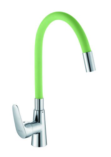 Смеситель для кухни D-Lin D155302-5 на мойку хром/зеленый