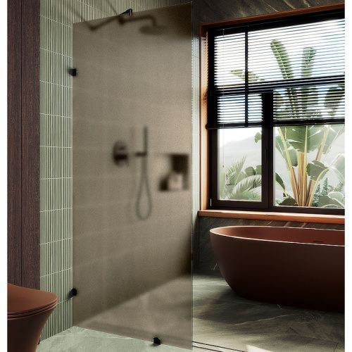 Душевая перегородка Maybah Glass MGD-265-6 80х195 стекло тонированное профиль черный