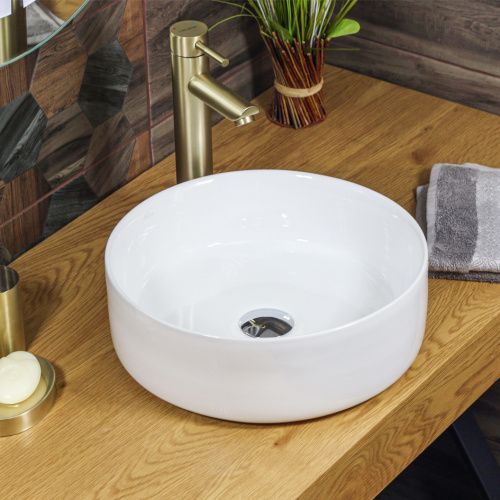 Раковина из сантехнического фарфора Melana 320300-805 40х40 накладная цвет белый без отверстий под смеситель