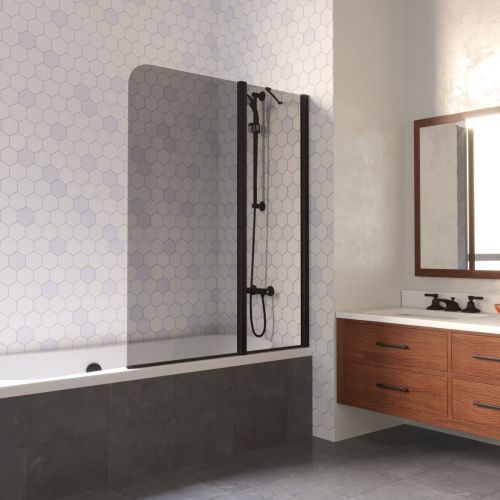 Душевая шторка на ванну Vegas-Glass E2V LUX ST E2V LUX ST 115 02М 07 R 115х150 стекло тонированное профиль черный ориентация правая
