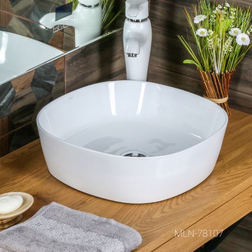 Раковина из сантехнического фарфора Melana 78107-805 40х40 накладная цвет белый без отверстий под смеситель