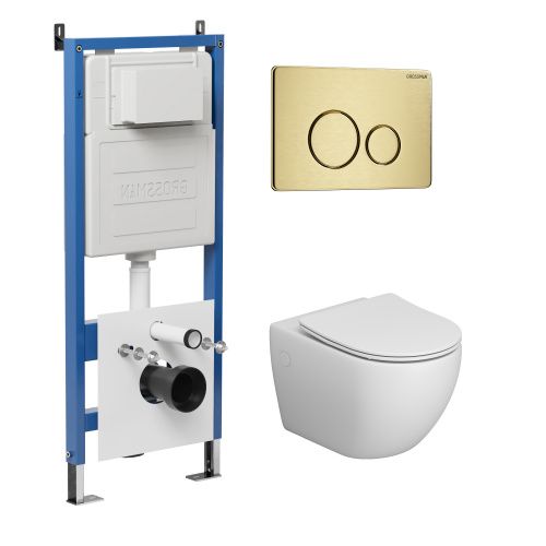 Инсталляция + кнопка смыва + унитаз Grossman Style 97.4411S.05.32M