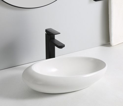 Раковина из сантехнического фаянса CeramaLux 78255 60х40 накладная цвет белый без отверстий под смеситель