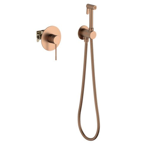 Смеситель с гигиеническим душем Timo Saona 2389/19SM встраиваемый в стену розовое золото