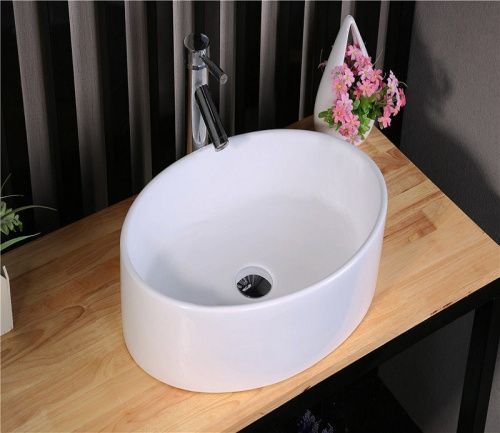 Раковина из сантехнического фаянса CeramaLux N9012 50х40 накладная цвет белый без отверстий под смеситель