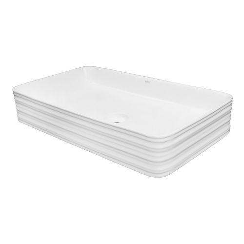 Раковина из сантехнического фаянса Azario AZ-2250-MW 70 см накладная цвет белый без отверстий под смеситель