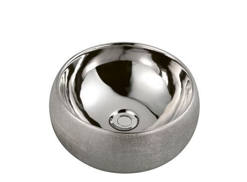 Раковина керамическая Boheme NeoArt 863 40х40 накладная цвет серебро без отверстий под смеситель