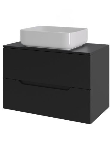 Тумба с раковиной Orange Line Li-70TubMDF+B05-500W 70х50 подвесная цвет черный