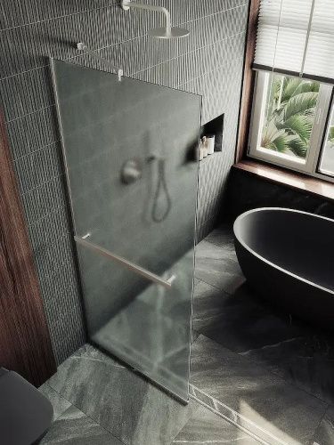 Душевая перегородка Maybah Glass MGD-1463-5у 100х195 стекло тонированное профиль хром