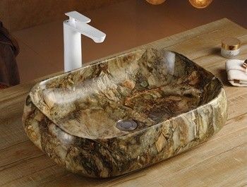 Раковина из сантехнического фаянса CeramaLux 186 60х40 накладная цвет многоцветный без отверстий под смеситель - фото 2