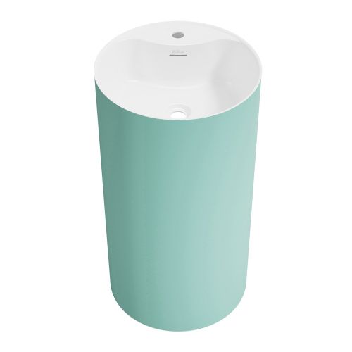 Раковина акриловая Wellsee Chalice Perfection 230627000 50х50 напольная цвет белый/зеленый 1 отверстие под смеситель