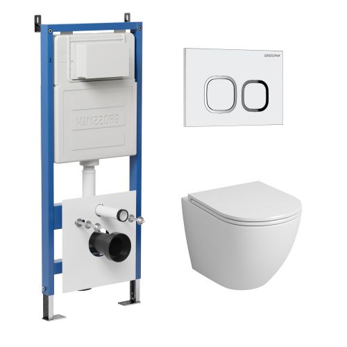 Инсталляция + кнопка смыва + унитаз Grossman Cosmo 97.4455S.02.000