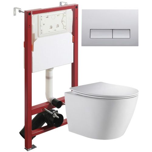 Комплект унитаз с инсталляцией и клавишей смыва Orange CI07-150W+APB200