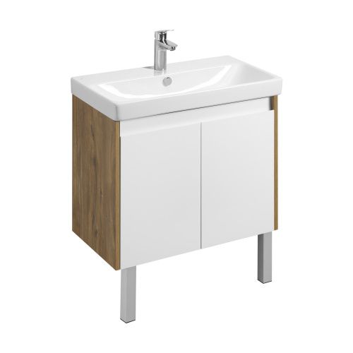 Тумба под раковину Aquaton Сканди Doors 1A282901SDZ90 80х40 напольная цвет белый/коричневый