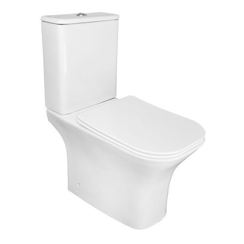 Унитаз напольный с бачком Azario FRETTA SQUARE AZ-1215 + AZ-1216 белый с сиденьем микролифт безободковый каскадный смыв