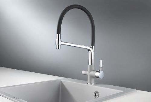 Смеситель для кухни Granula 0075, СЛАНЕЦ на мойку черный/серый