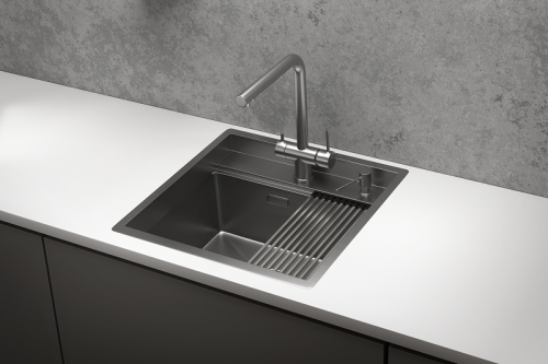 Кухонная мойка Granula Kitchen Space 5051, СТАЛЬ САТИН 50х50 цвет нержавеющая сталь поверхность матовая