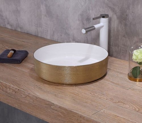 Раковина из сантехнического фаянса CeramaLux C1055-1 40х40 накладная цвет белый без отверстий под смеситель