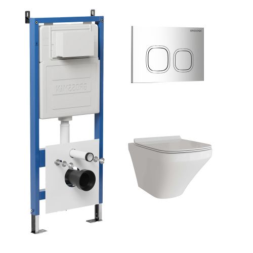 Инсталляция + кнопка смыва + унитаз Grossman Cosmo 97.4440S.02.100