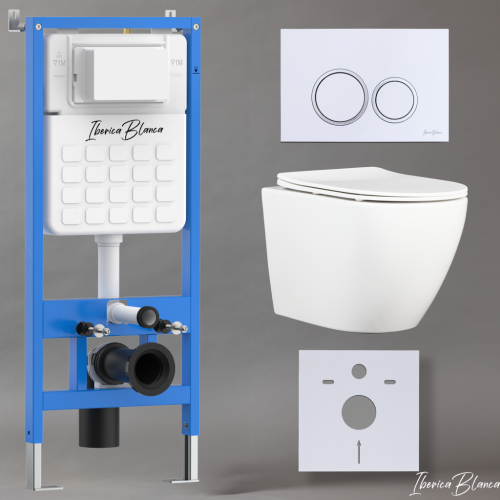 Комплект унитаз с инталляцией и клавишей смыва Iberica Blanca BILBAO ALTO IB001.BLA.231.821