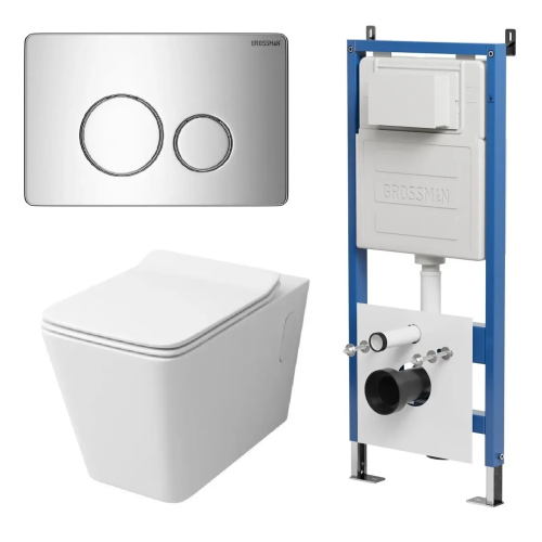 Инсталляция + кнопка смыва + унитаз Grossman Galaxy 97.4414S.05.10M