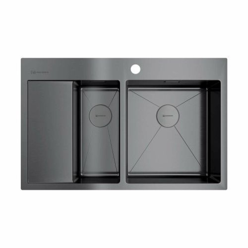 Кухонная мойка Omoikiri Akisame 4973102 80х50 цвет вороненая сталь поверхность полированная