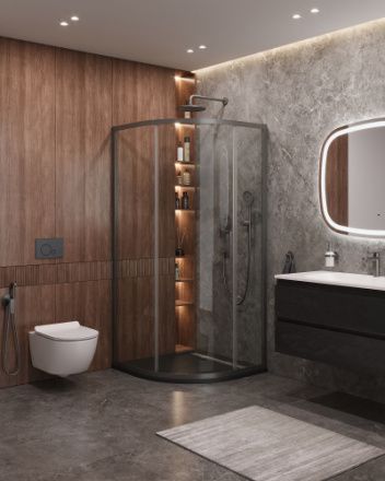 Душевой уголок Cezares MOLVENO MOLVENO-R-1-90-C-GM-IV 90х90 стекло прозрачное профиль оружейная сталь без поддона