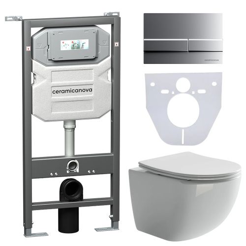 Инсталляция с кнопкой + унитаз + шумоизоляция Ceramica Nova CN3009_1002M_1000
