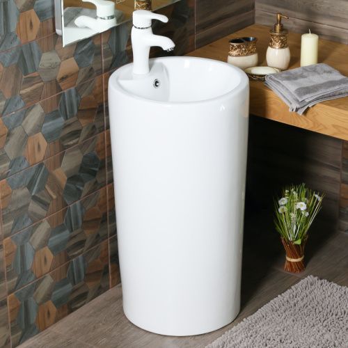 Раковина из сантехнического фарфора Melana B135-1-805 47х46 напольная цвет белый 1 отверстие под смеситель