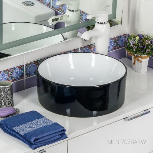 Раковина из сантехнического фарфора Melana 7078ABW-805 40х40 накладная цвет черный без отверстий под смеситель