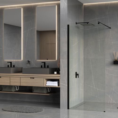 Душевая перегородка Wasserkraft Rur 30W 30W40MB 120х200 стекло прозрачное профиль черный