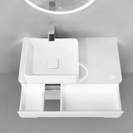 Тумба под раковину Jorno SHINE Shi.01.90/P/W 90х50 подвесная цвет белый - фото 3