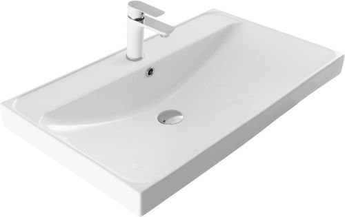 Раковина керамическая Aquanet Flash 00333268 80х50 полувстраиваемая цвет белый 1 отверстие под смеситель