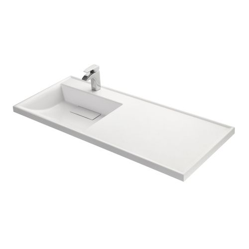 Раковина из искусственного камня Aquaton Лондри 1A72843KLH01L 120х50 накладная цвет белый 1 отверстие под смеситель