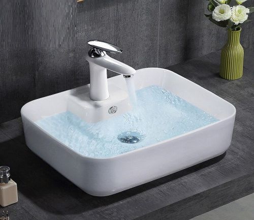 Раковина из сантехнического фаянса CeramaLux 9445 50х40 накладная цвет белый 1 отверстие под смеситель