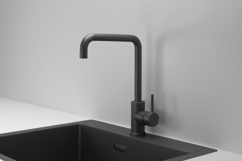 Смеситель для кухни Granula Kitchen Space 7110, ЧЕРНЫЙ МАТОВЫЙ на мойку черный