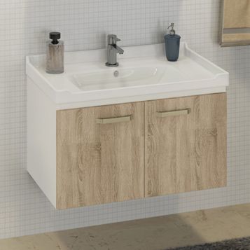 Тумба с раковиной Comforty Рига 00004139026CF 80х50 подвесная цвет коричневый