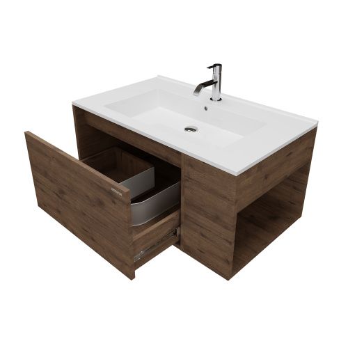 Тумба под раковину Grossman Тенза 108503 90х50 подвесная цвет коричневый