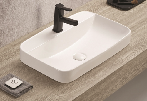 Раковина из сантехнического фаянса CeramaLux 78699 60х40 накладная цвет белый 1 отверстие под смеситель