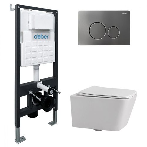 Комплект унитаз с инсталляцией с клавишей смыва ABBER Rechteck AC1201-AC0105-AC0121NG