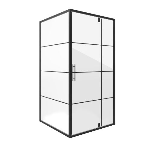 Душевой уголок Niagara Nova _02900831BLACK 90х90 стекло с рисунком профиль черный без поддона