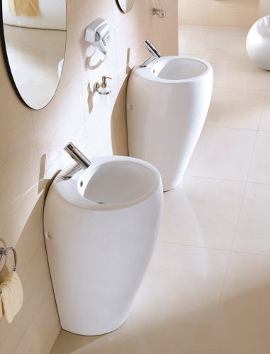 Раковина из сантехнического фаянса CeramaLux 1001 50х50 напольная цвет белый 1 отверстие под смеситель