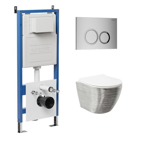 Инсталляция + кнопка смыва + унитаз Grossman Galaxy 97.4455SWS.01.110